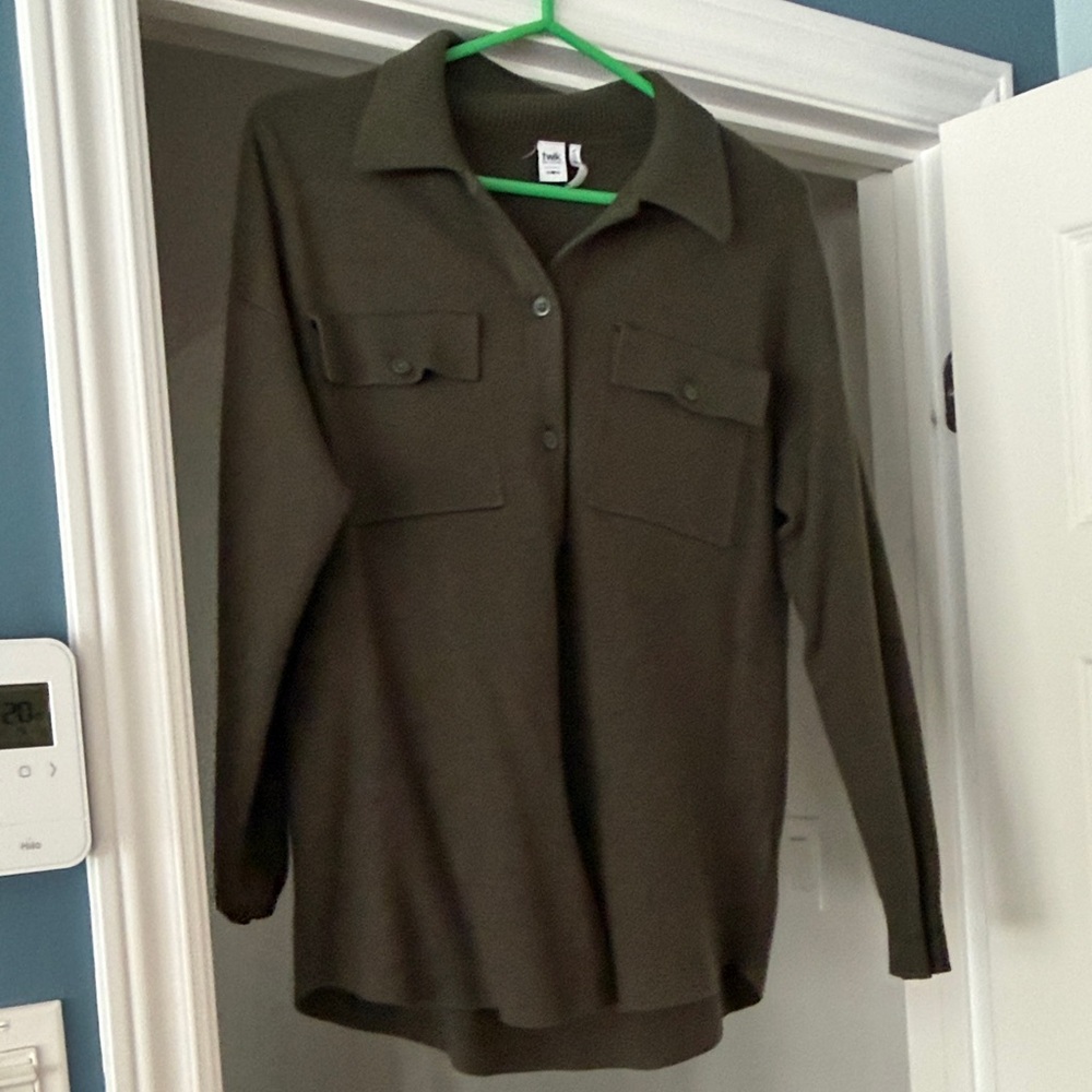 Olive Green Long Sleeve Shirt, size M